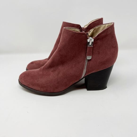 Style & Co Womens Size 6 Red Masrinaa Double Zip Ankle Booties Faux Suede - Picture 3 of 10